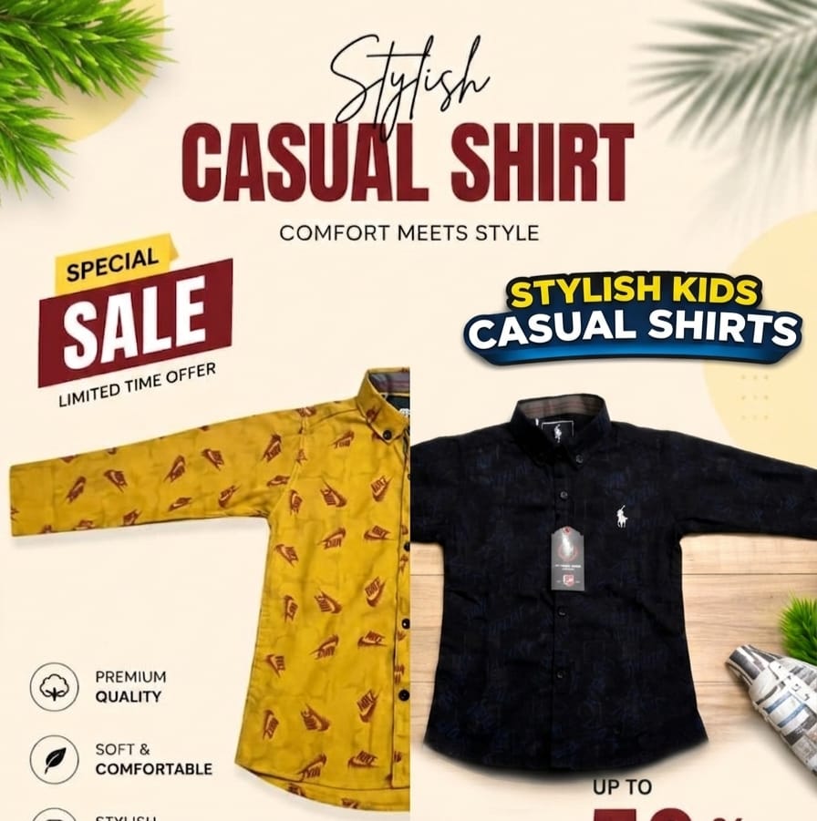 Boy's Premium Fine Cotton Printed Shirt || Bundle Pack of 2 shirts