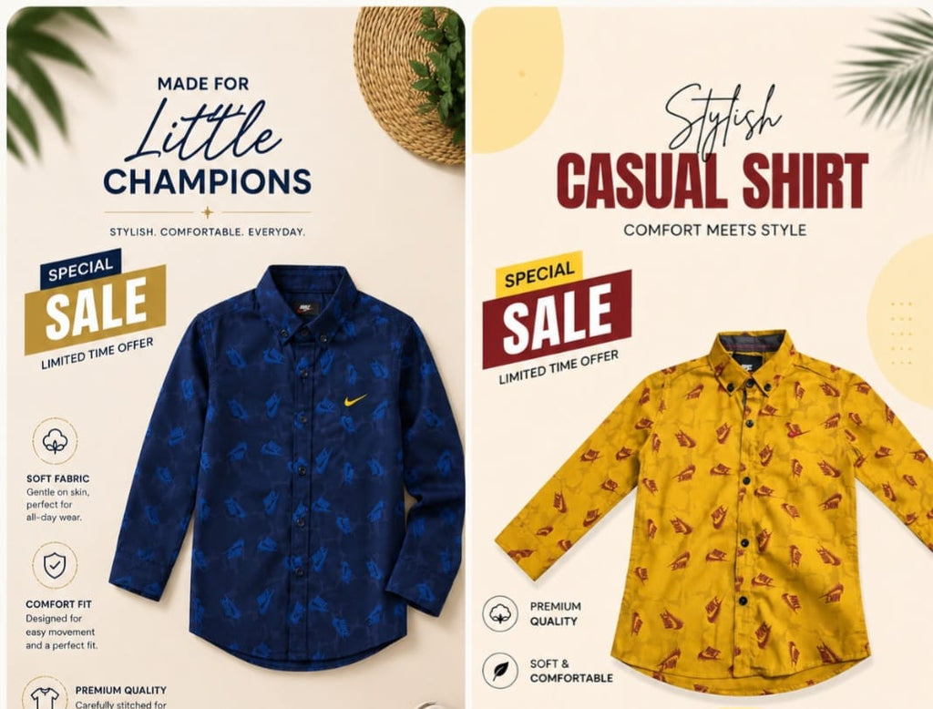 Boy's Premium Fine Cotton Printed Shirt || Bundle Pack of 2 shirts