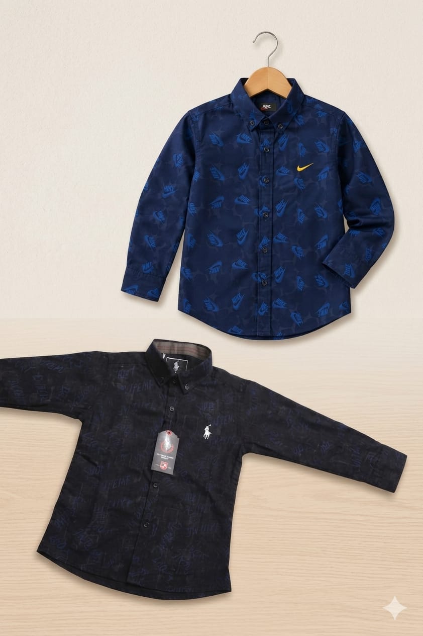 Boy's Premium Fine Cotton Printed Shirt || Bundle Pack of 2 shirts