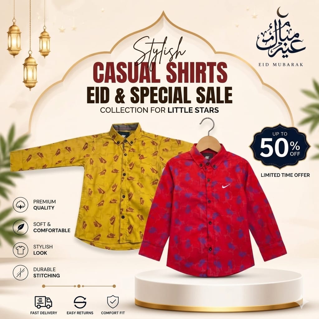 Boy's Premium Fine Cotton Printed Shirt || Bundle Pack of 2 shirts